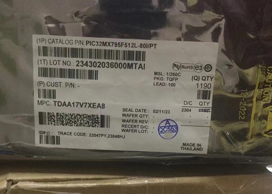 512KB Flash PIC32MX795F512L-80I/PT ไมโครคอนโทรลเลอร์แบบ Single-Core 32 บิต - MCU 100-TQFP