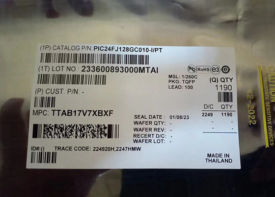 ชิปวงจรรวม PIC24FJ128GC010-I/PT ชิปไมโครคอนโทรลเลอร์ 32MHz TQFP100