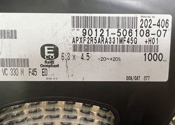 APXF2R5ARA331MF45G ชิปวงจรรวม 330uF ตัวเก็บประจุอลูมิเนียมโพลิเมอร์ 12mOhm