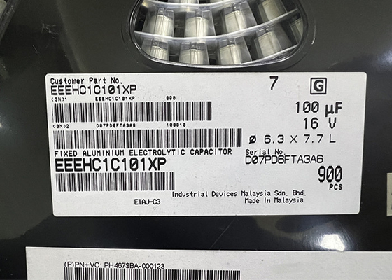 100uF ตัวเก็บประจุอลูมิเนียมอิเล็กโทรลีติค EEEHC1C101XP ชิปวงจรรวม SMD