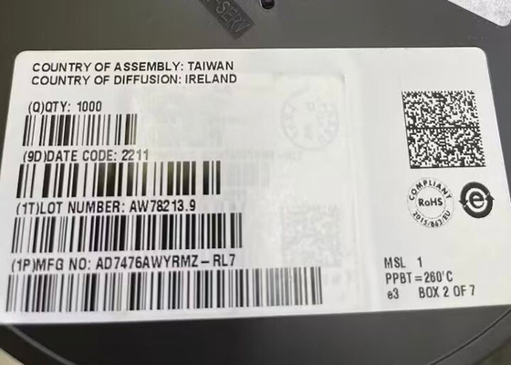ชิปวงจรรวม AD7476AWYRMZ 12 บิตตัวแปลงอนาล็อกเป็นดิจิตอล 8-MSOP