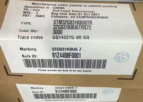 ไมโครคอนโทรลเลอร์ MCU STM32G031K8U6TR ไมโครคอนโทรลเลอร์แบบเดียว 32 บิต IC 32-UFQFN