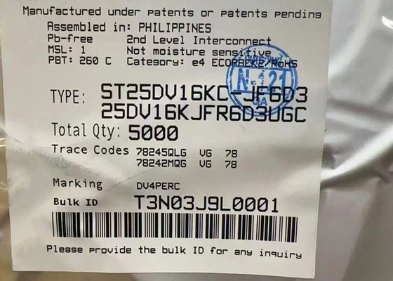 ชิปวงจรบูรณาการ ST25DV16KC-JF6D3 13.56MHz RFID Transponder IC UFDFPN-12