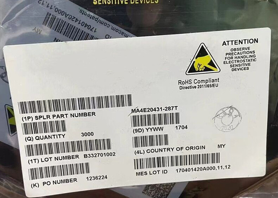 ชิปวงจรบูรณาการ MA4E20431-287T ปรับรั้วต่ํา RF Schottky Diode SOT-23 Package