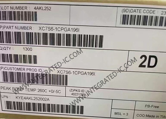 สนามโปรแกรม Gate Array XC7S6-1CPGA196I 100 I/O สปาร์ตาน-7 แผ่นที่ฝัง Field โปรแกรม Gate Array IC 196-TFBGA