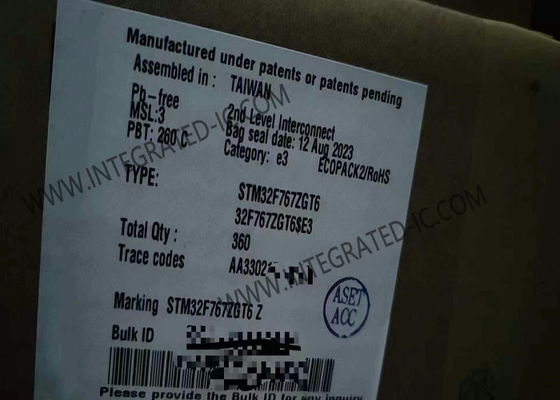 ชิปวงจรรวม 1MB STM32F767ZGT6 32BIT Single Core ไมโครคอนโทรลเลอร์ IC