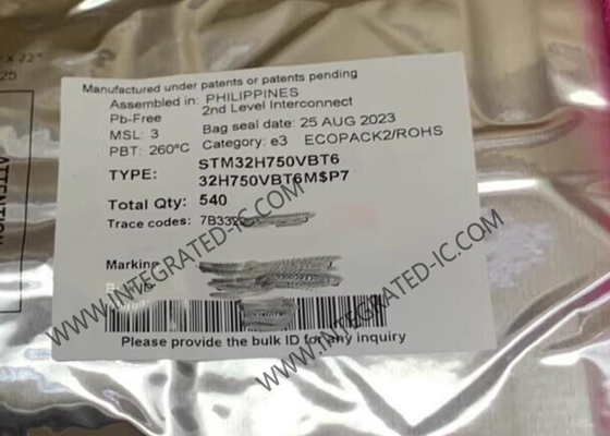 แพ็คเกจ 100-LQFP STM32H750VBT6 128KB Flash 1MB ARM ไมโครคอนโทรลเลอร์-MCU