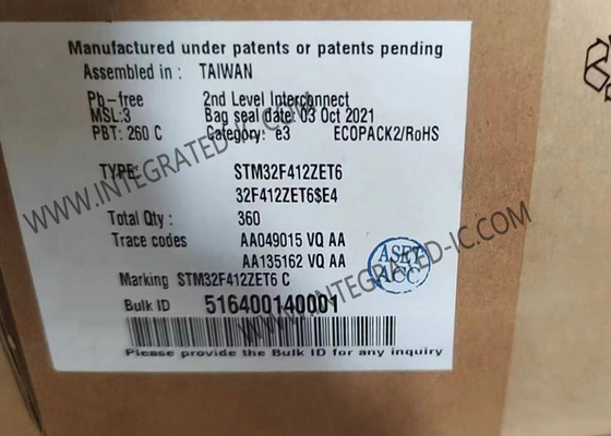 32-Bit Single-Core Surface Mount STM32F412ZET6 ไมโครคอนโทรลเลอร์ IC 144-LQFP