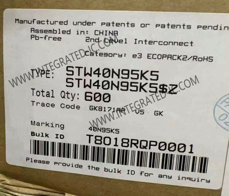 STW40N95K5 ชิปวงจรบูรณาการ 950V MDmeshTM K5 N-Channel Power MOSFET ทรานซิสเตอร์