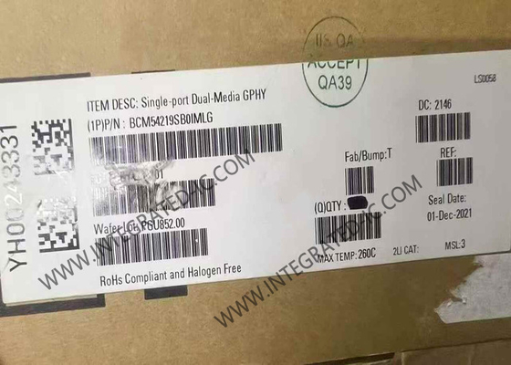 BCM54219SB0IMLG Ethernet IC Single Port Dual Media GPHY QFN64 เครื่องรับสัญญาณอีเทอร์เน็ต