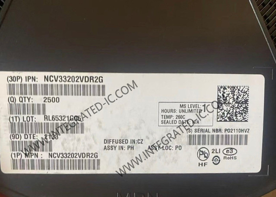 NCV33202VDR2G ชิปวงจรบูรณาการ Rail To Rail I/O เครื่องกระตุ้นการทํางานปริมาณการออกสูง