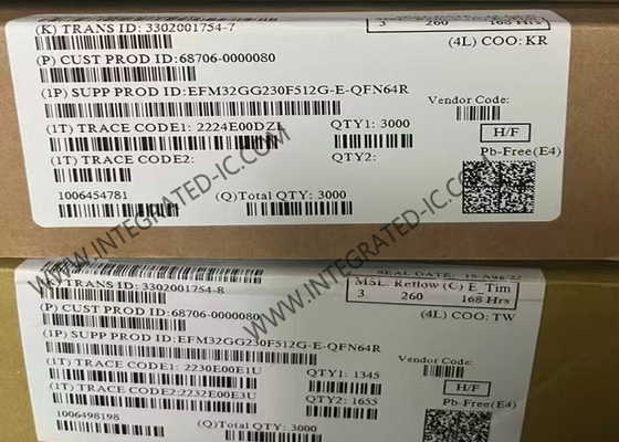 EFM32GG230F512G-E-QFN64 ไมโครคอนโทรลเลอร์ MCU ARM Cortex-M3 ไมโครคอนโทรลเลอร์ 32 บิต